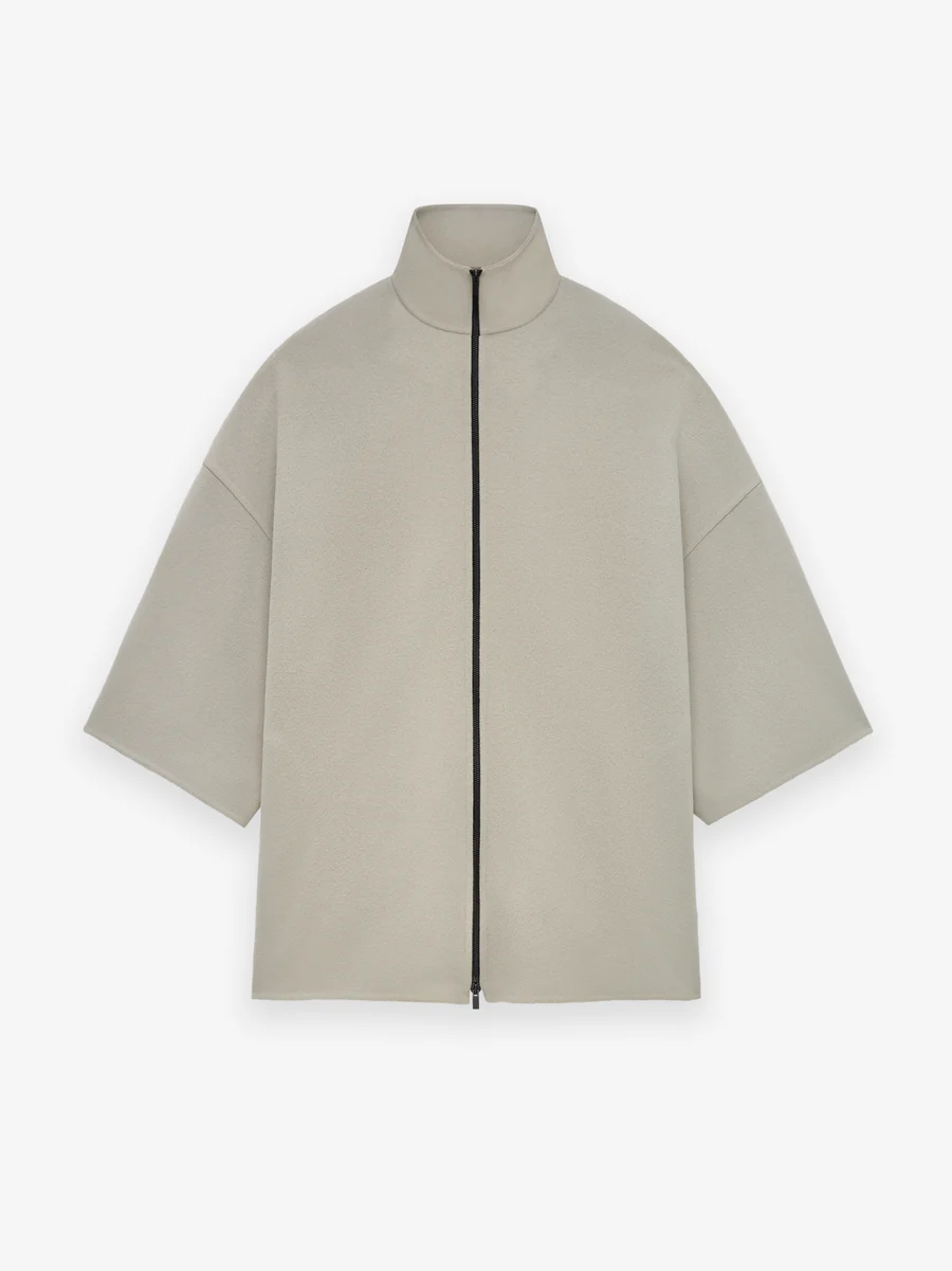 Double Wool Cashmere Short Sleeve Grey Jacket Double Wool Cashmere Short Sleeve Grey Jacket