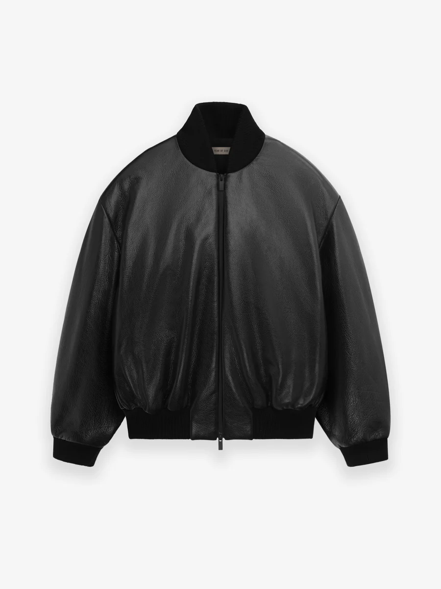 Leather Moto Stripe Bomber Jacket Leather Moto Stripe Bomber Jacket