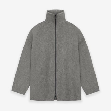 Melange Wool High Neck Jacket