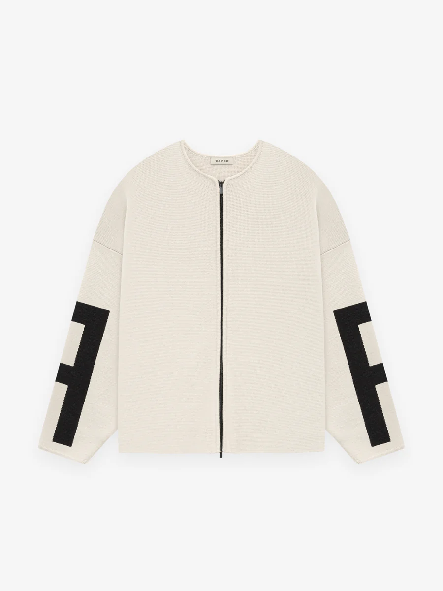 Merino Full Zip White Sweater Merino Full Zip White Sweater