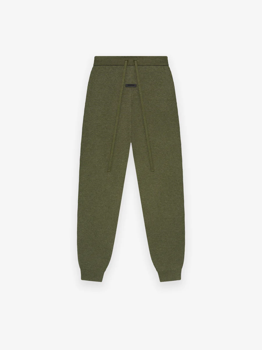 Womens Waffle Fitted Green Sweatpant Womens Waffle Fitted Green Sweatpant