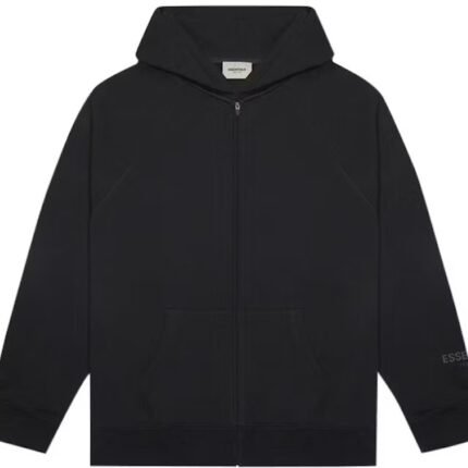 Fear of God Essentials Full Zip Up Hoodie Applique Logo Dark