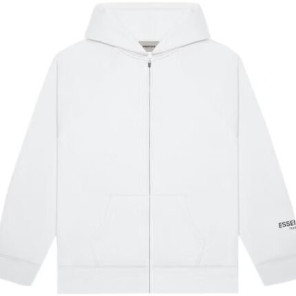 Fear of God Essentials Full Zip Up Hoodie Applique Logo White