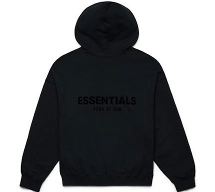 1977 Essentials Black Pullover Chest Logo Hoodie