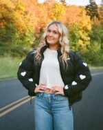 Dandy Heart on My Sleeve Puffer Black Jacket