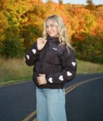 Dandy Heart on My Sleeve Puffer Black Jacket