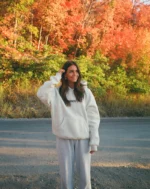 Dandy let’s go on an adventure oversized lux hoodie in Heather gray