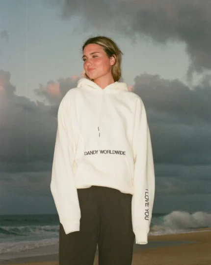 Dandy words of affirmation oversized lux hoodie in cream